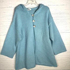 Soft Surroundings Mohair Wool Blend Hooded Long Cardigan Sweater